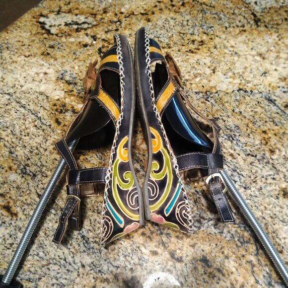 L’Artiste Spring Step Poolside Flower Leather Wedge Sandals Women's Sz 40 US 9 - Picture 7 of 12